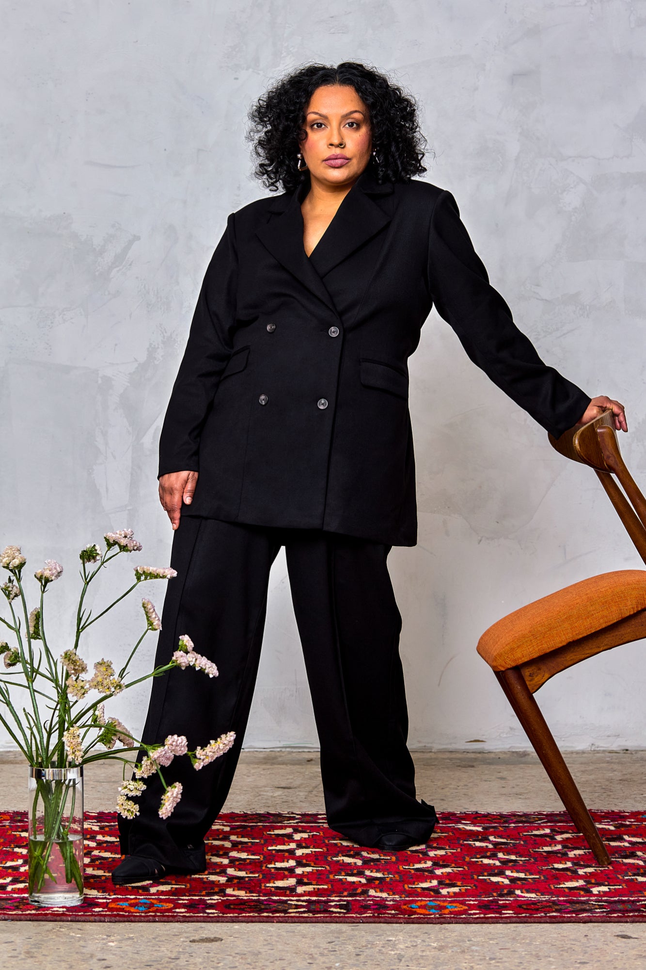 Waist Tie Double Breasted Blazer