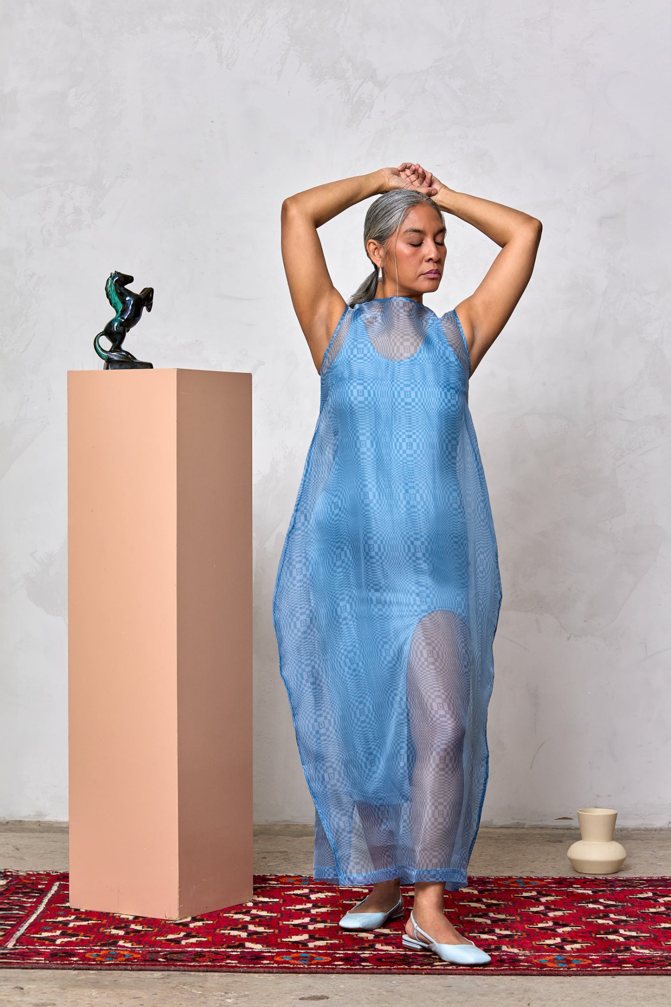 Robe superposée à imprimé Binakol avec fente arquée