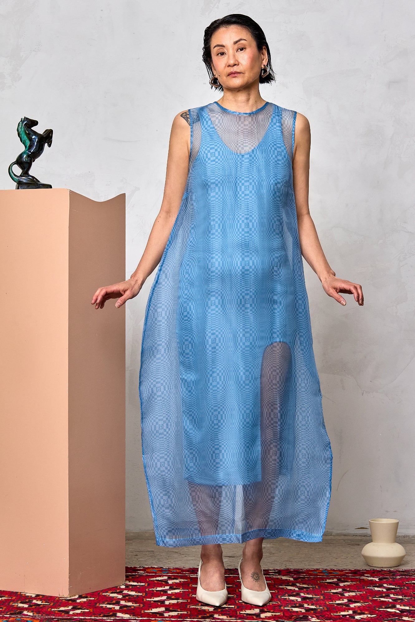 Robe superposée à imprimé Binakol avec fente arquée
