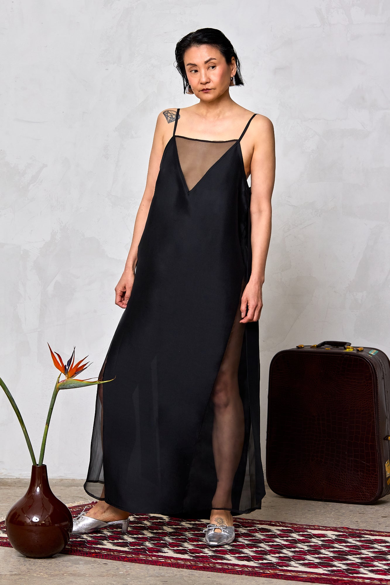 Robe trapèze en soie