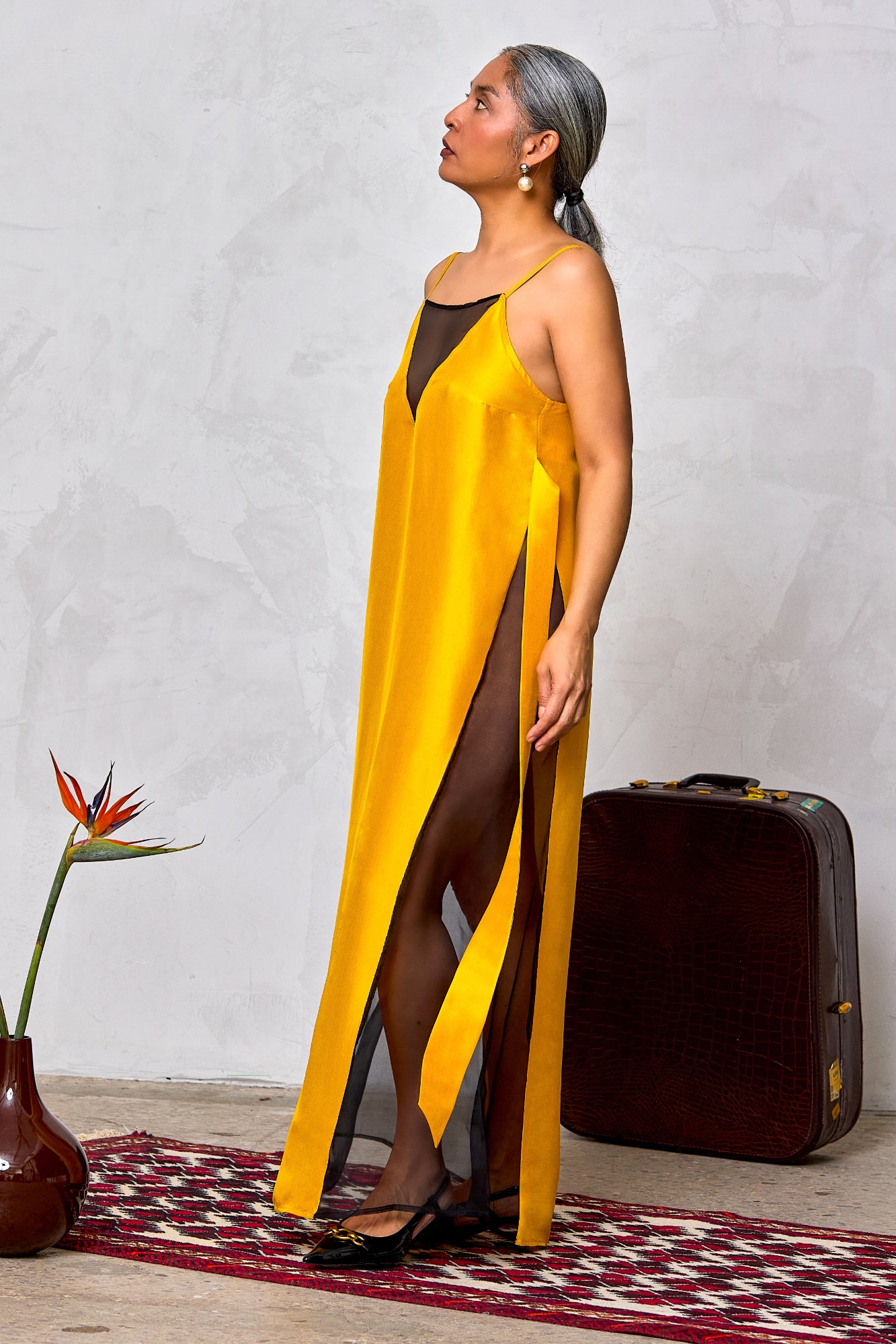 Robe trapèze en soie