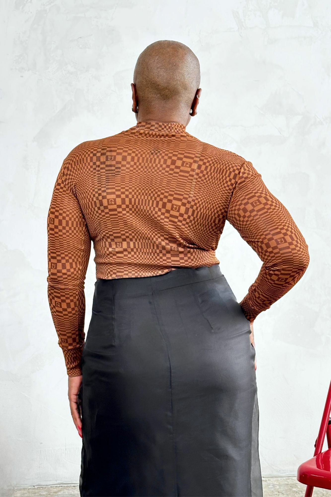 Mesh Binakol Print Turtleneck
