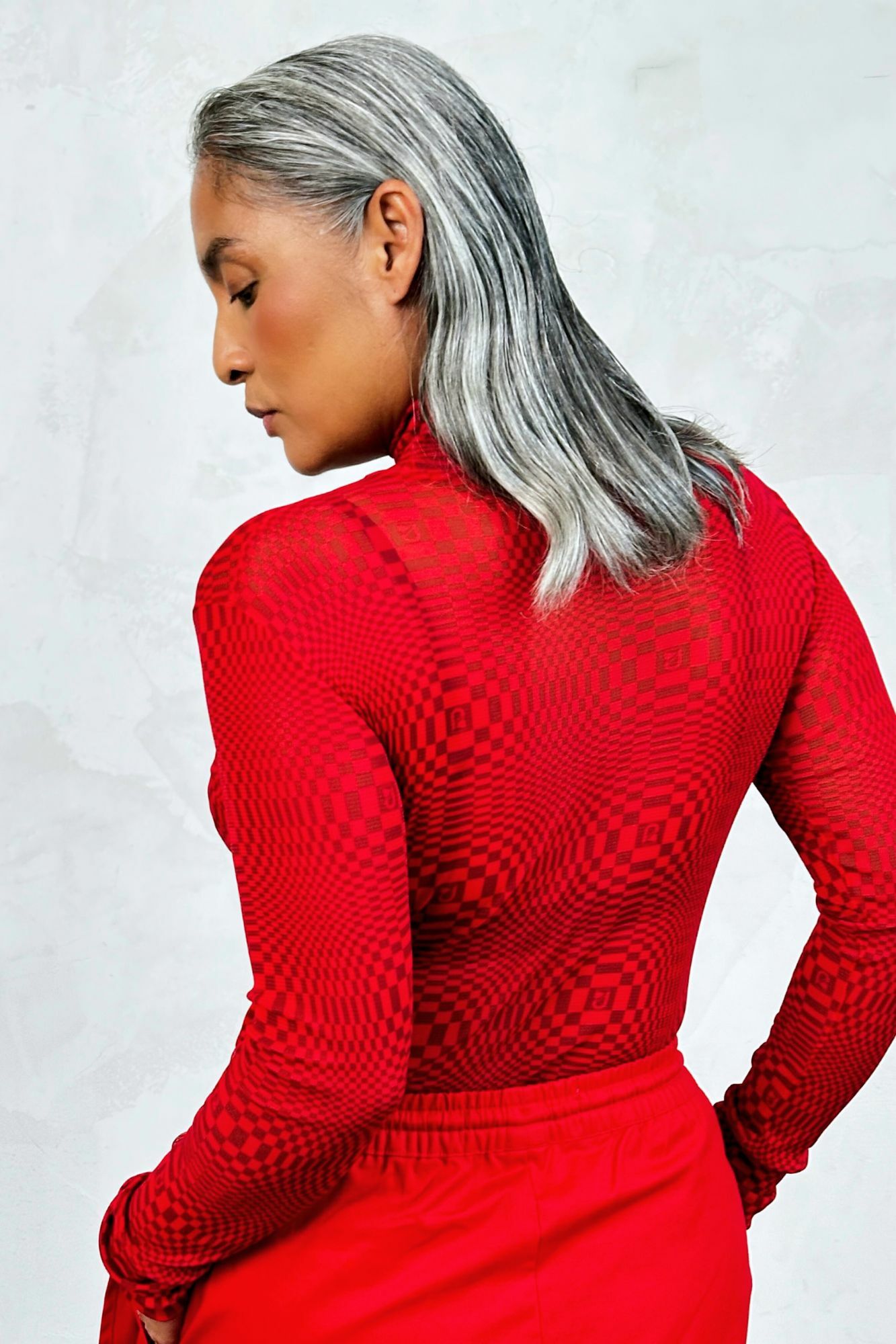 Mesh Binakol Print Turtleneck
