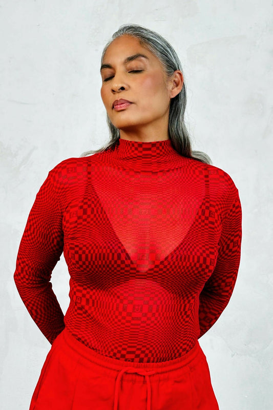 Mesh Binakol Print Turtleneck