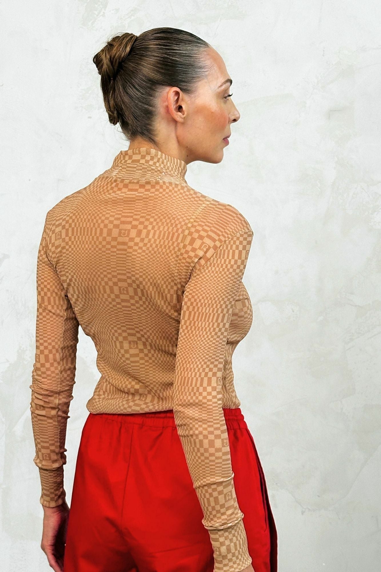 Mesh Binakol Print Turtleneck