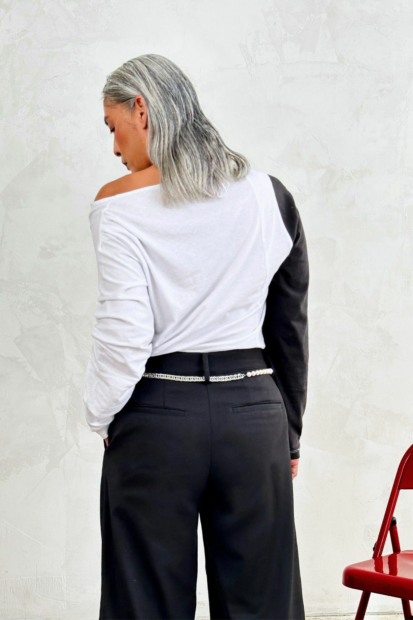 Color Block Asymmetrical Knit Shirt