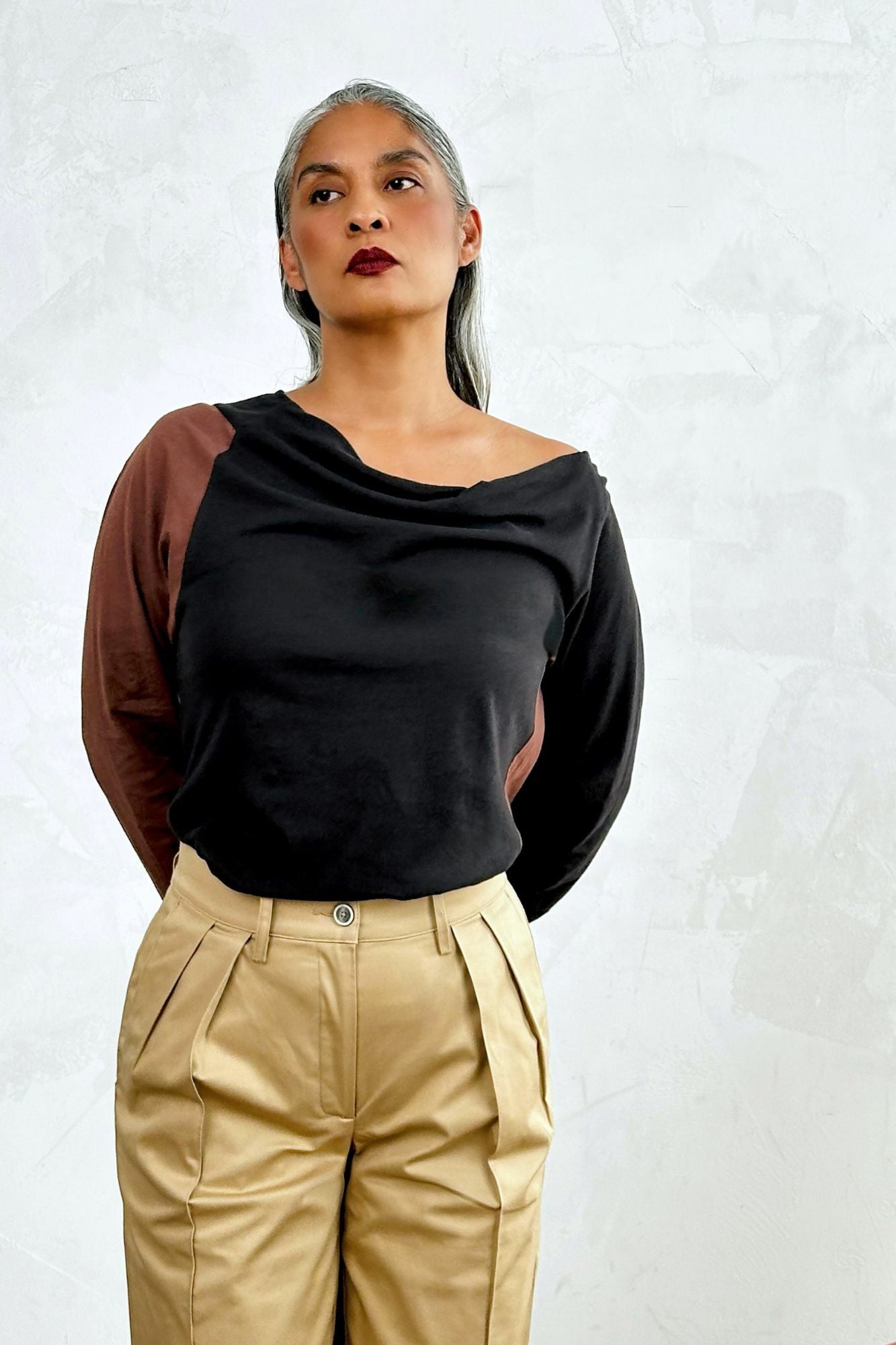Color Block Asymmetrical Knit Shirt