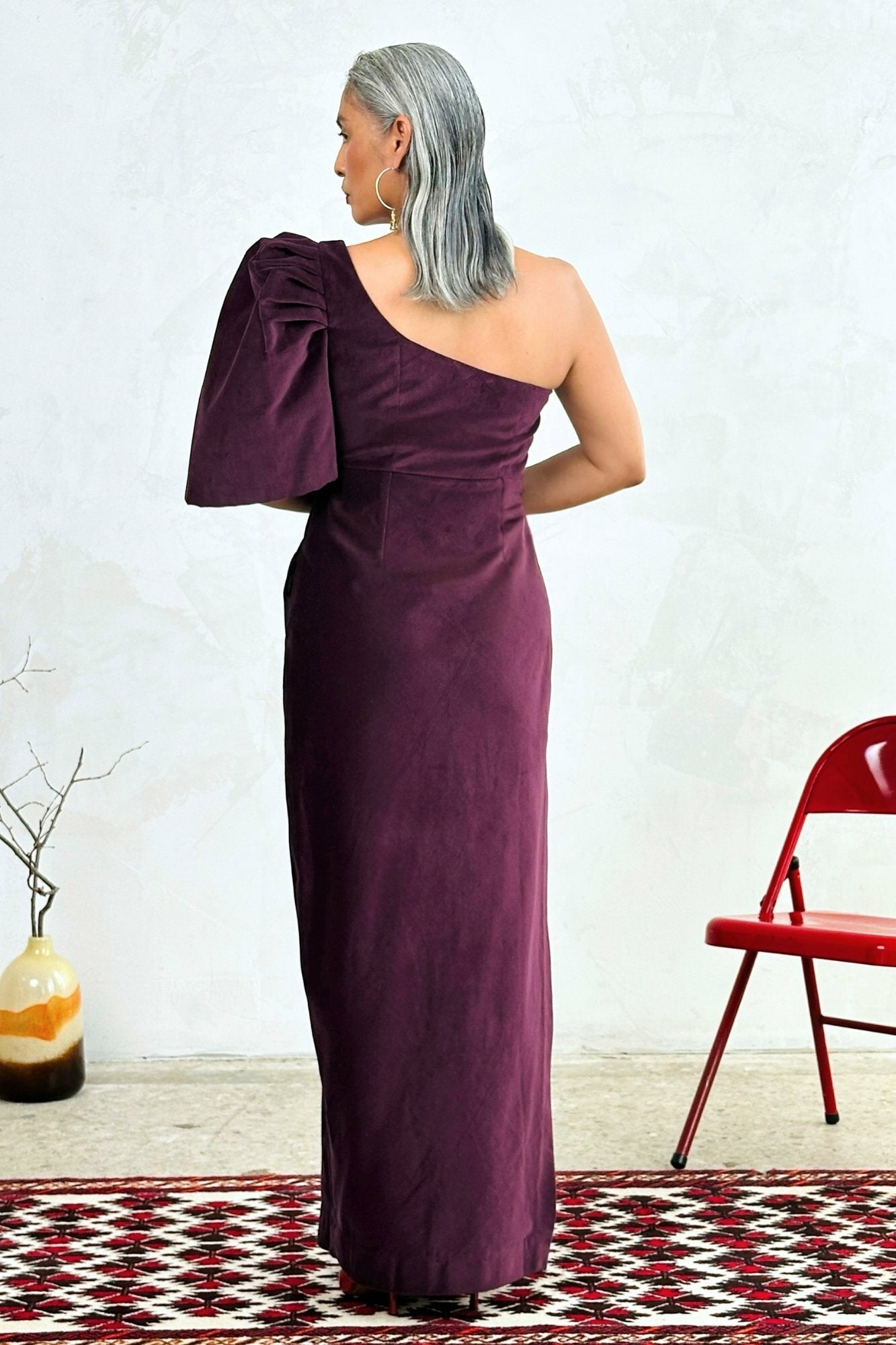 Asymmetrical Butterfly Sleeve Dress with Slit