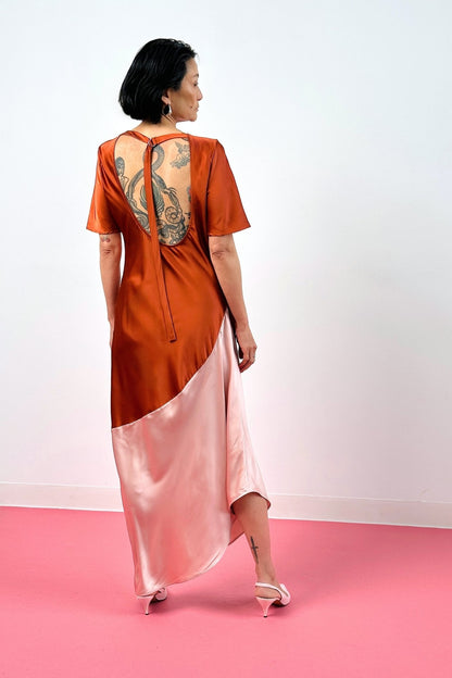 Colour Block Draped Dress