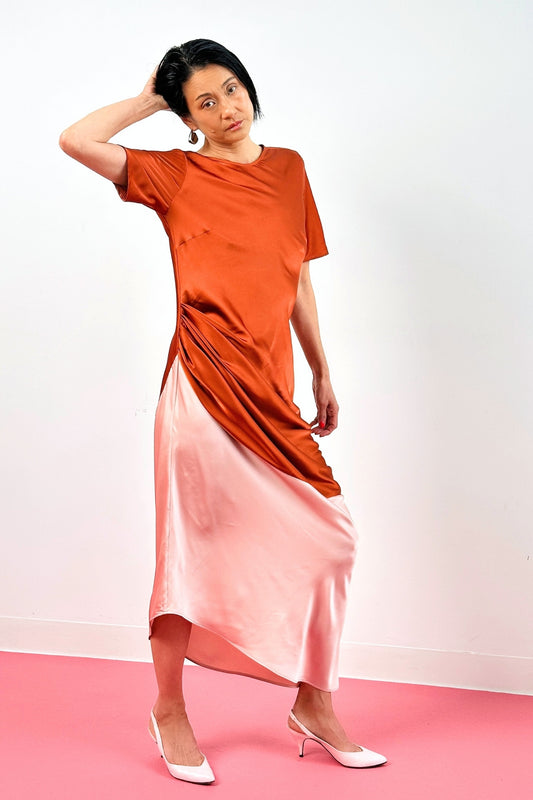 Colour Block Draped Dress
