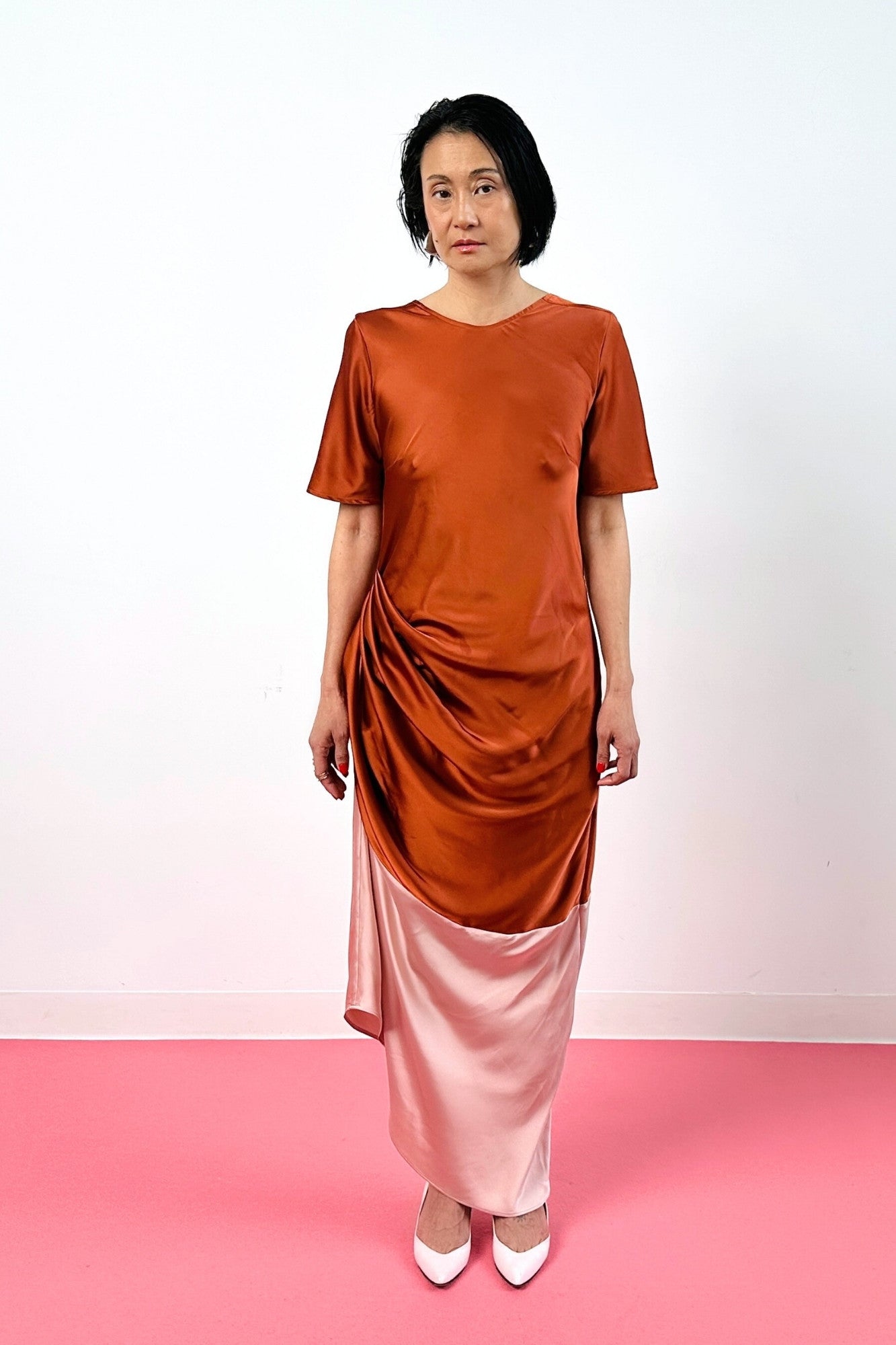Colour Block Draped Dress