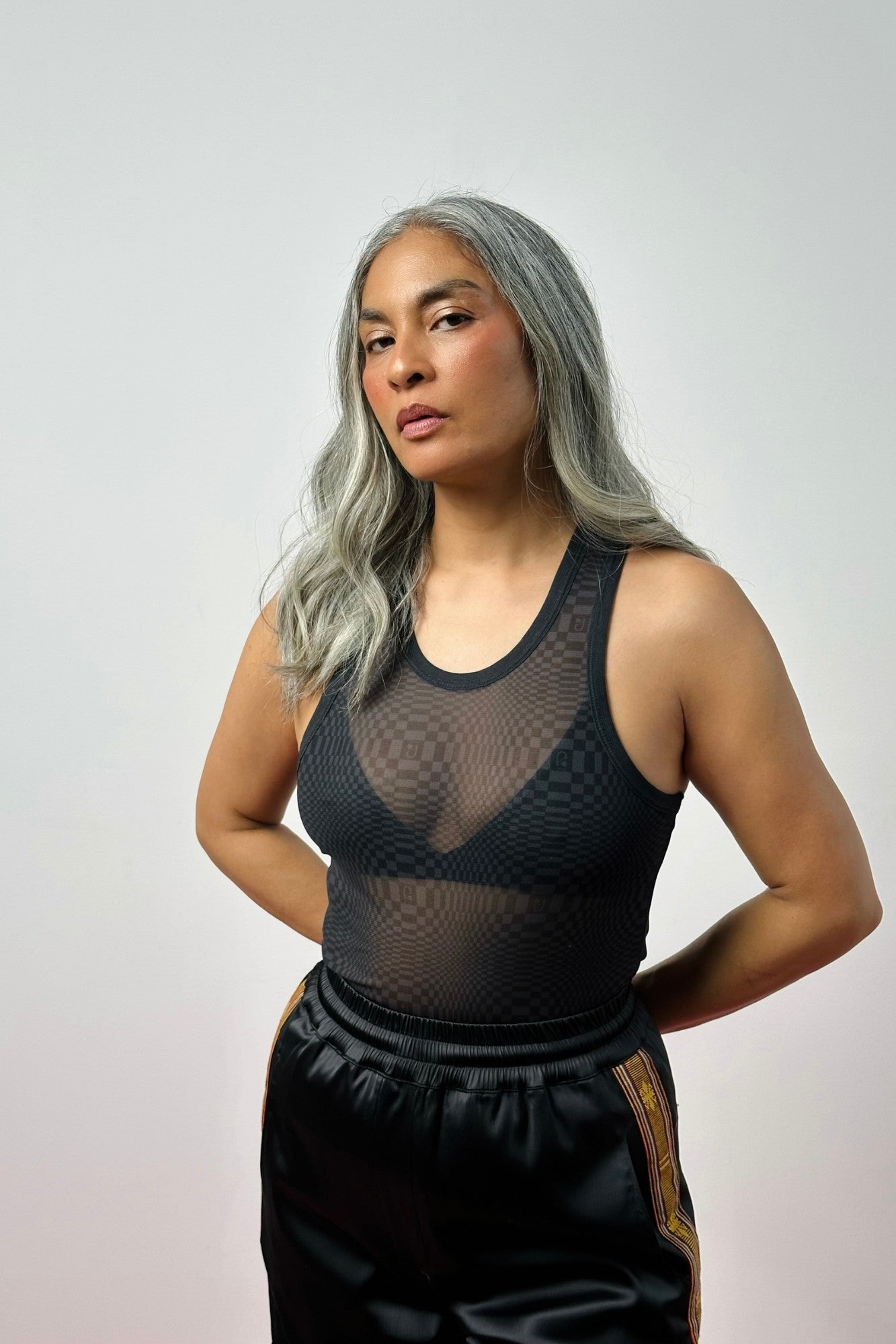 Mesh Binakol Print Tank Top