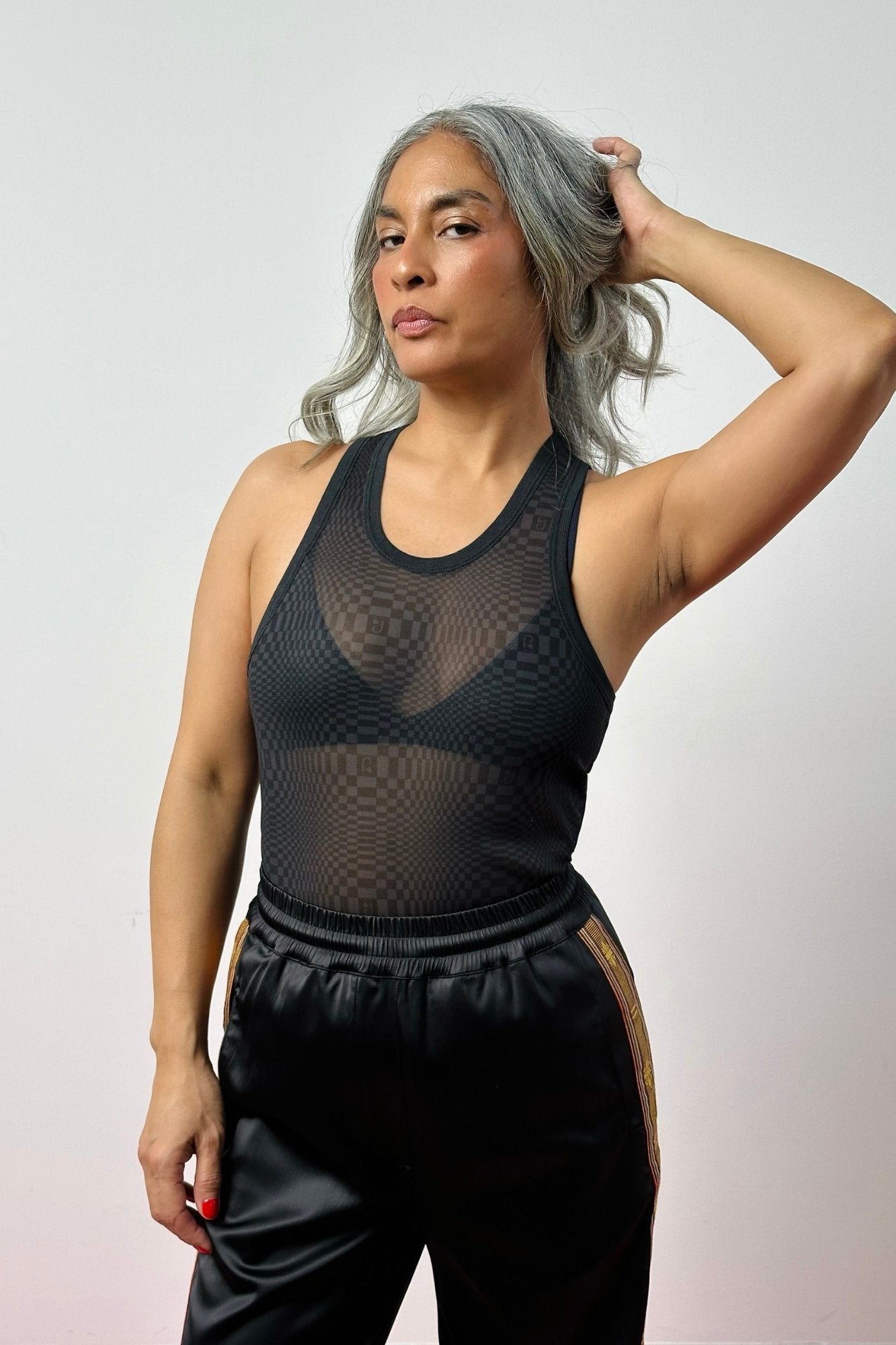 Mesh Binakol Print Tank Top