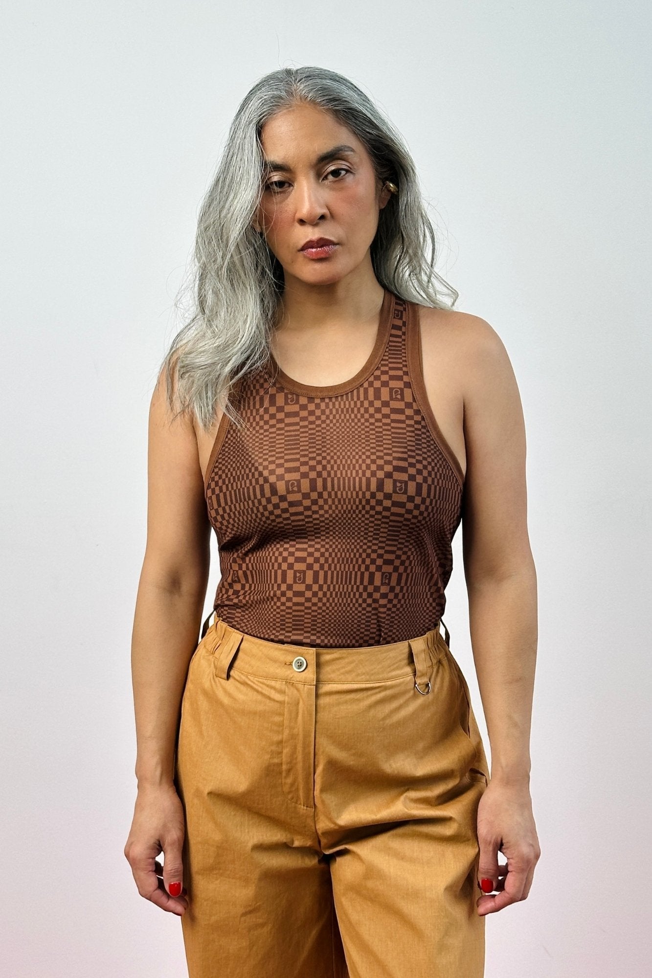 Mesh Binakol Print Tank Top