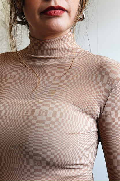 Mesh Binakol Print Turtleneck