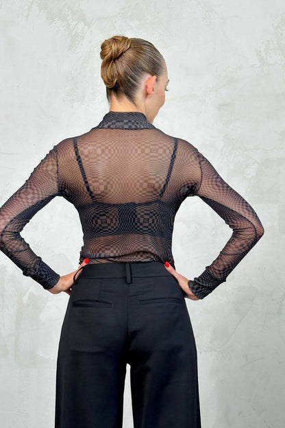 Mesh Binakol Print Turtleneck