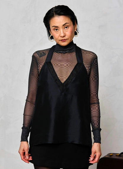Mesh Binakol Print Turtleneck