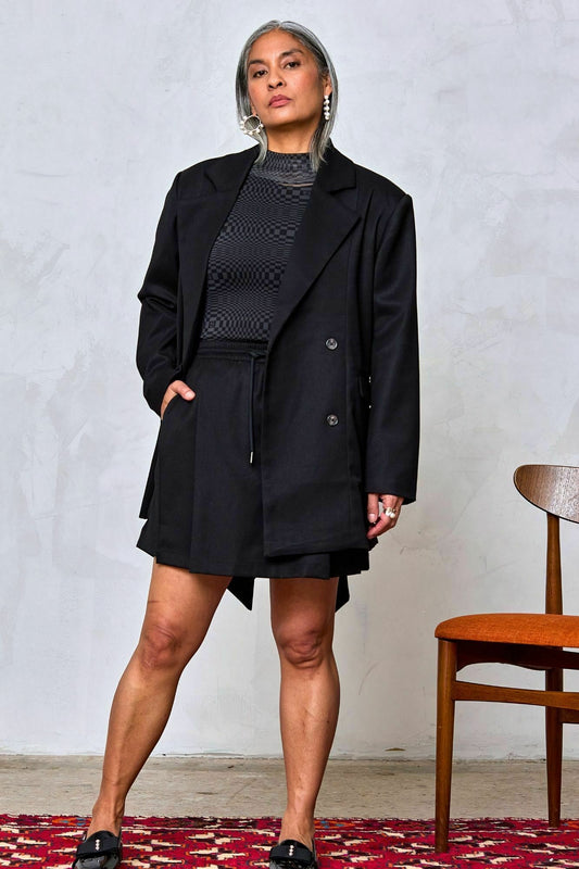 Waist Tie Double Breasted Blazer