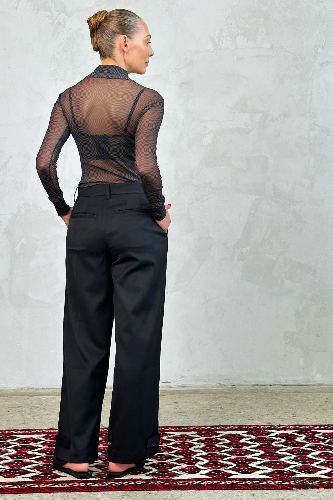 Pleated Mid Rise Trouser (Tropical Wool)