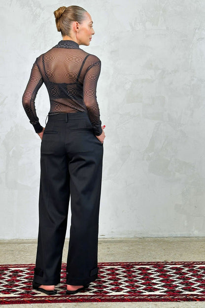 Pleated Mid Rise Trouser (Tropical Wool)