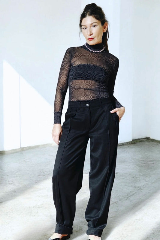 Pleated Mid Rise Trouser (Tropical Wool)