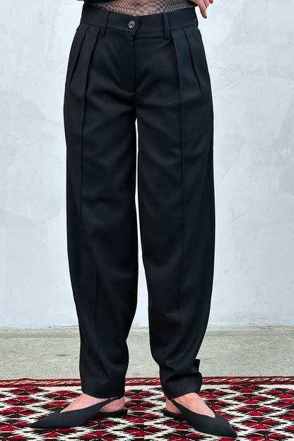 Pleated Mid Rise Trouser (Tropical Wool)