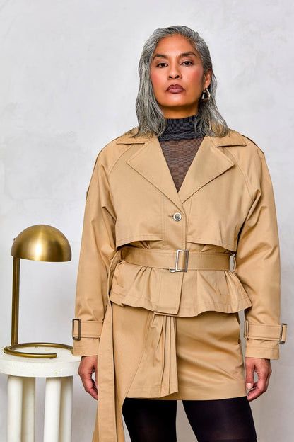 Mini Skirt w/ Fountain Palm Train (Cotton Twill)