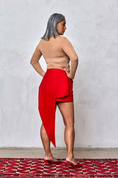 Mini Skirt w/ Fountain Palm Train (Cotton Twill)