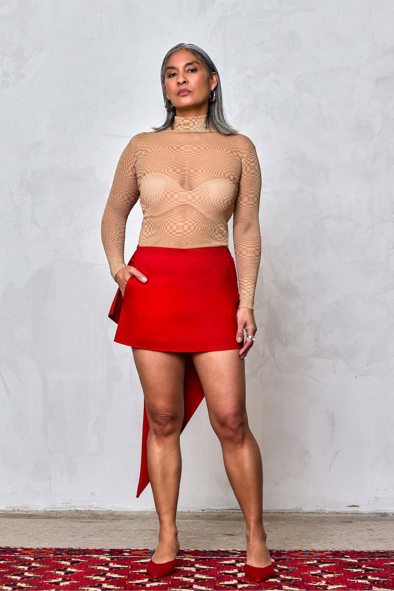 Mini Skirt w/ Fountain Palm Train (Cotton Twill)