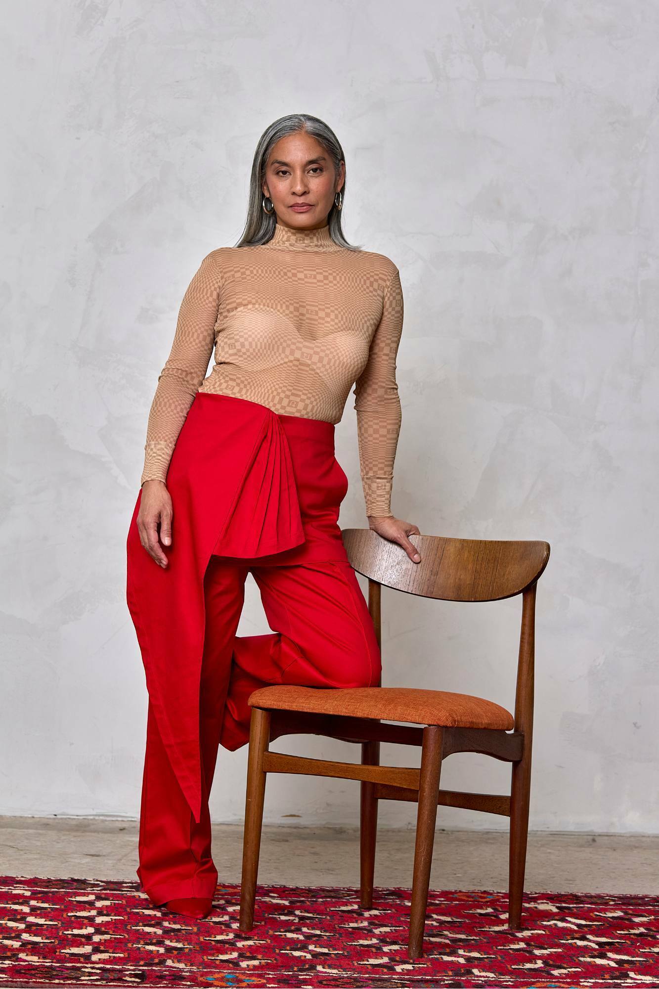 Mini Skirt w/ Fountain Palm Train (Cotton Twill)