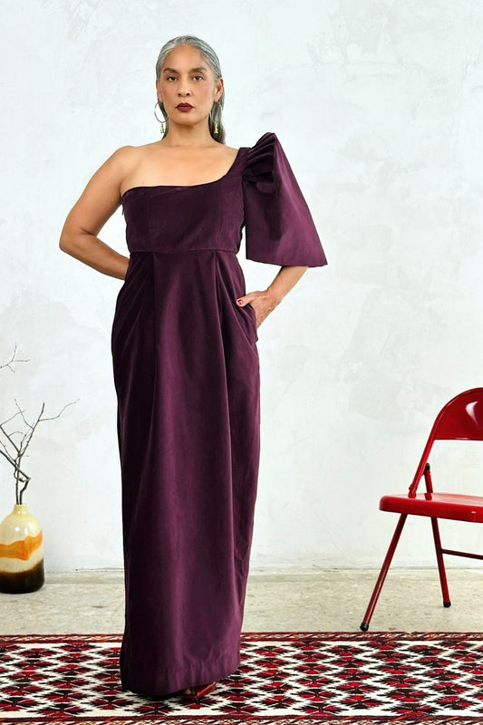 Asymmetrical Butterfly Sleeve Dress with Slit