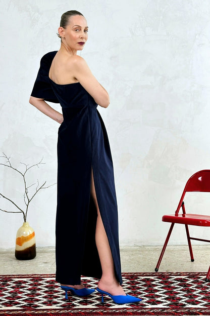 Asymmetrical Butterfly Sleeve Dress with Slit