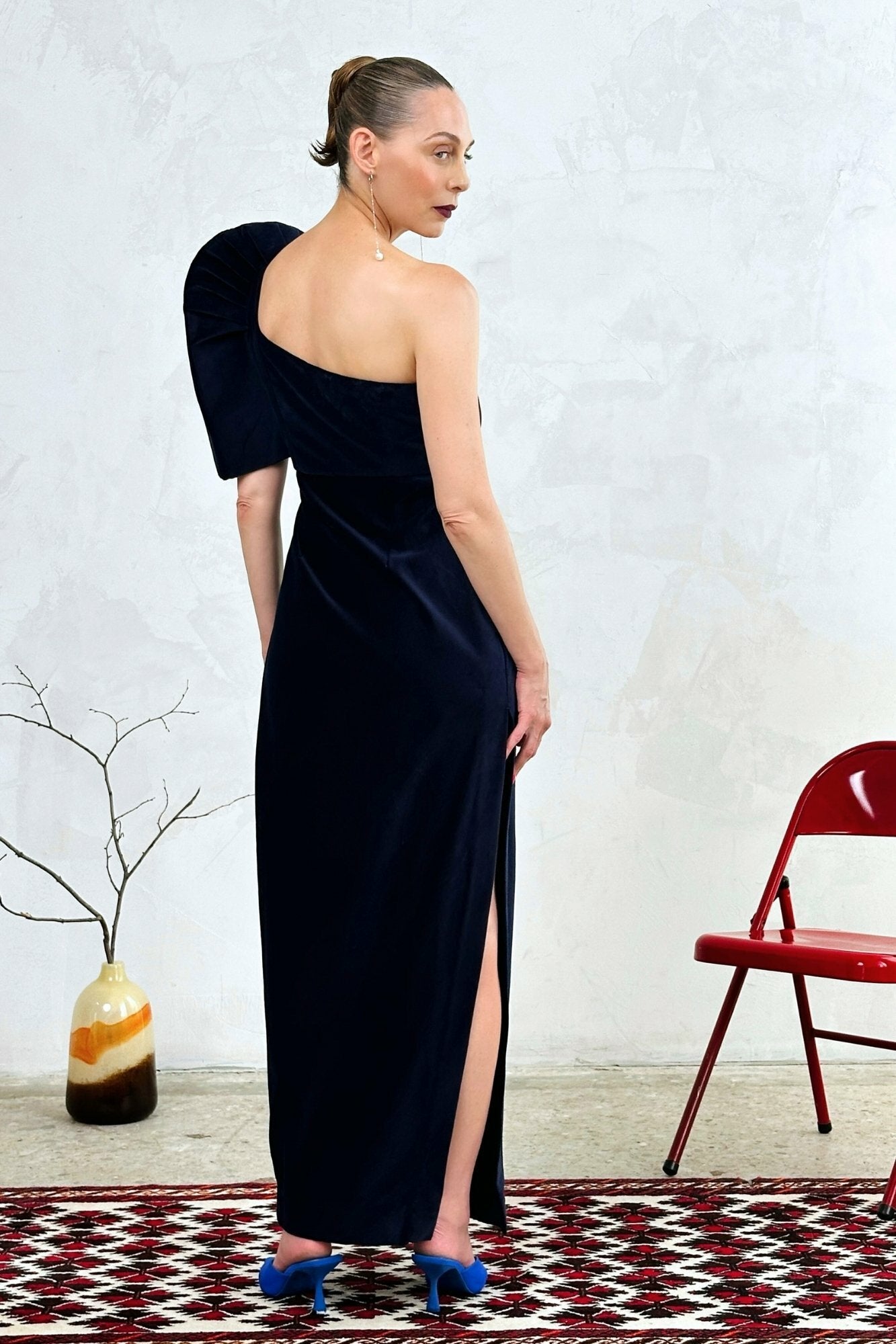 Asymmetrical Butterfly Sleeve Dress with Slit